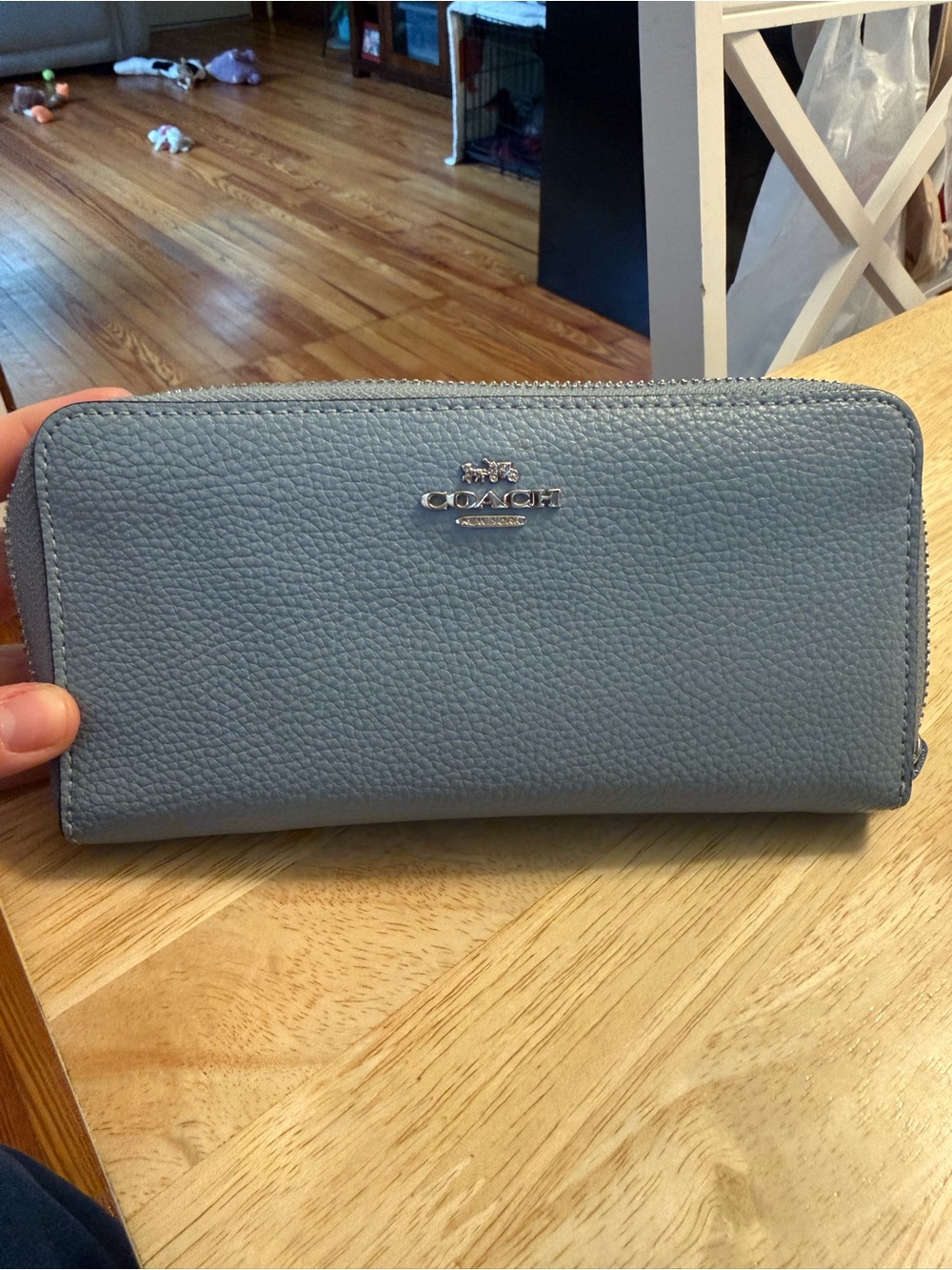 COACH Leather Flap Crossbody Bag in Lavender Blue with Matching Wallet - Picture 7 of 9
